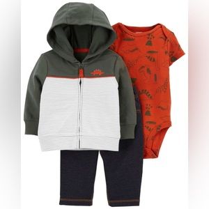 NWT carter’s 3 piece set dino hoodie/bodysuit/jegging 6-9 months